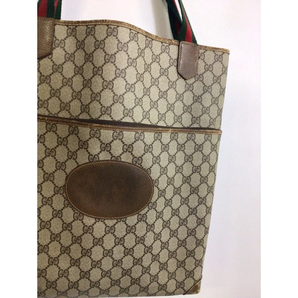 Gucci Vintage Tote Bag Shoulder Bag Handbag GG Authentic